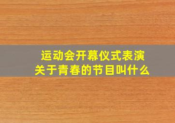 运动会开幕仪式表演关于青春的节目叫什么