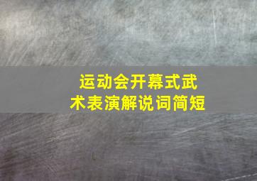 运动会开幕式武术表演解说词简短