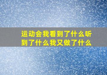 运动会我看到了什么听到了什么我又做了什么