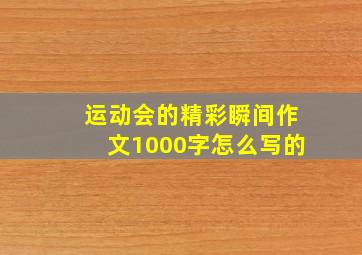 运动会的精彩瞬间作文1000字怎么写的