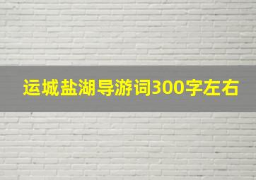 运城盐湖导游词300字左右