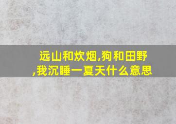 远山和炊烟,狗和田野,我沉睡一夏天什么意思