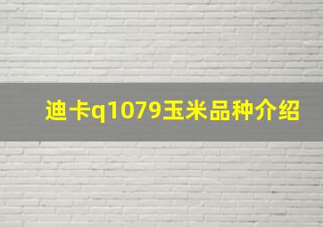 迪卡q1079玉米品种介绍