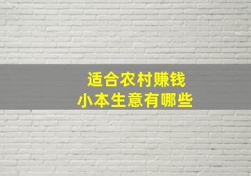 适合农村赚钱小本生意有哪些