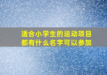 适合小学生的运动项目都有什么名字可以参加