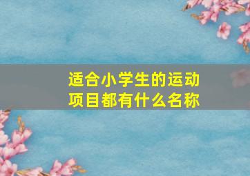 适合小学生的运动项目都有什么名称