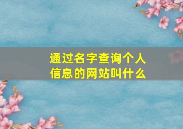 通过名字查询个人信息的网站叫什么