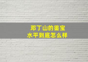 邓丁山的鉴宝水平到底怎么样