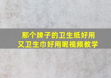 那个牌子的卫生纸好用又卫生巾好用呢视频教学