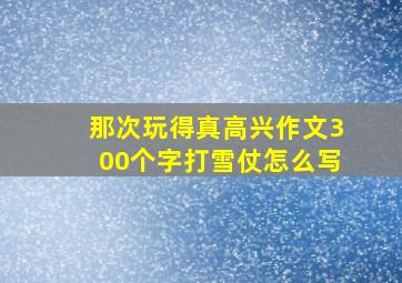 那次玩得真高兴作文300个字打雪仗怎么写