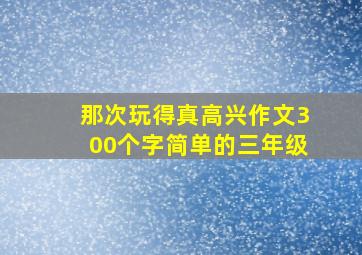 那次玩得真高兴作文300个字简单的三年级