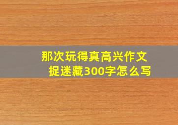 那次玩得真高兴作文捉迷藏300字怎么写