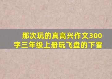 那次玩的真高兴作文300字三年级上册玩飞盘的下雪