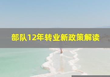 部队12年转业新政策解读