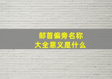 部首偏旁名称大全意义是什么