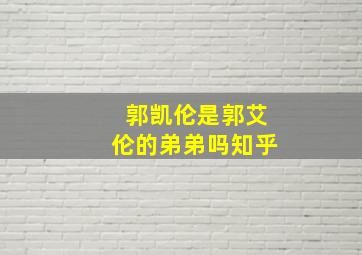 郭凯伦是郭艾伦的弟弟吗知乎