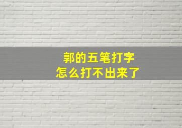 郭的五笔打字怎么打不出来了