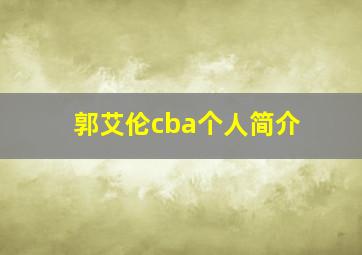 郭艾伦cba个人简介