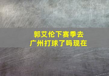 郭艾伦下赛季去广州打球了吗现在