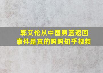 郭艾伦从中国男篮返回事件是真的吗吗知乎视频