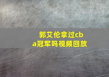 郭艾伦拿过cba冠军吗视频回放