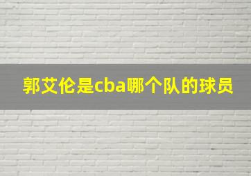 郭艾伦是cba哪个队的球员