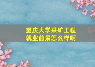 重庆大学采矿工程就业前景怎么样啊