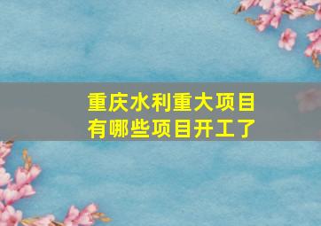 重庆水利重大项目有哪些项目开工了