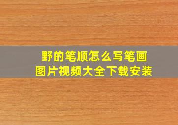 野的笔顺怎么写笔画图片视频大全下载安装