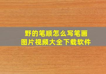 野的笔顺怎么写笔画图片视频大全下载软件