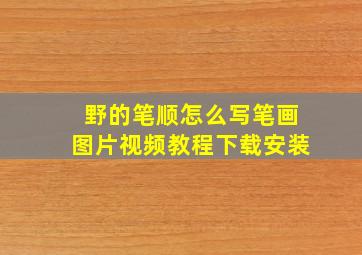 野的笔顺怎么写笔画图片视频教程下载安装