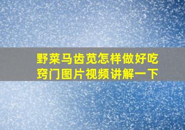 野菜马齿苋怎样做好吃窍门图片视频讲解一下