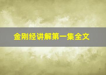 金刚经讲解第一集全文