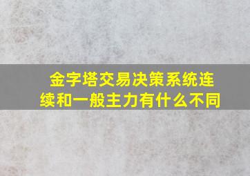 金字塔交易决策系统连续和一般主力有什么不同