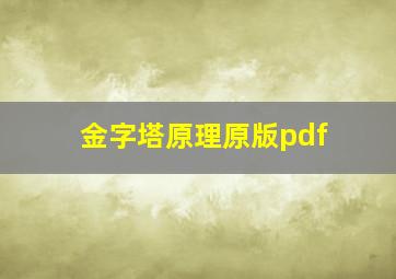 金字塔原理原版pdf