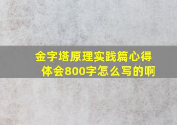 金字塔原理实践篇心得体会800字怎么写的啊