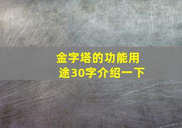 金字塔的功能用途30字介绍一下