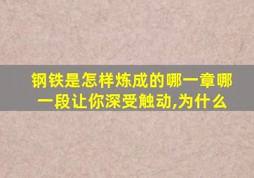 钢铁是怎样炼成的哪一章哪一段让你深受触动,为什么