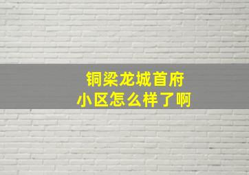 铜梁龙城首府小区怎么样了啊