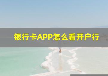 银行卡APP怎么看开户行