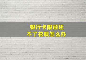 银行卡限额还不了花呗怎么办