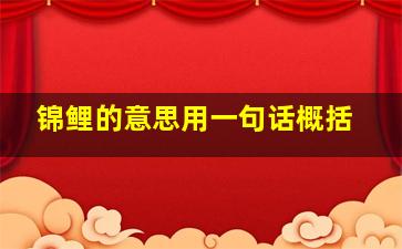 锦鲤的意思用一句话概括