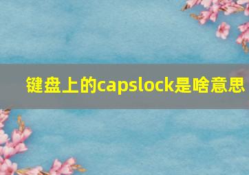 键盘上的capslock是啥意思