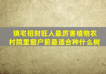 镇宅招财旺人最厉害植物农村院里窗户前最适合种什么树