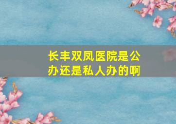 长丰双凤医院是公办还是私人办的啊