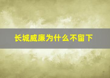 长城威廉为什么不留下