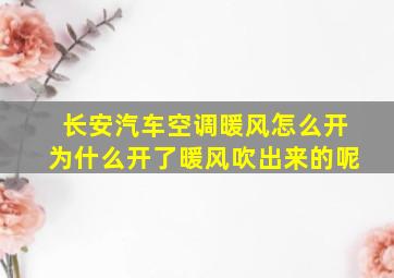 长安汽车空调暖风怎么开为什么开了暖风吹出来的呢