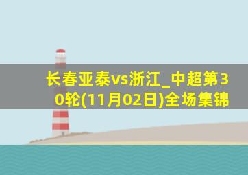 长春亚泰vs浙江_中超第30轮(11月02日)全场集锦