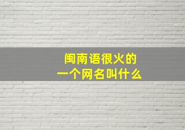 闽南语很火的一个网名叫什么