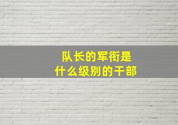 队长的军衔是什么级别的干部